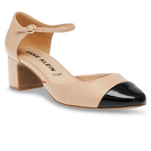 Anne Klein Shoes - Anne Klein Beige and Black Pearle Block Heel Dress Pumps Size 9 M